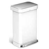 Poubelle à pédale rectangulaire inox 45L avec Liner Pocket, Coloris : Blanc - Image principale