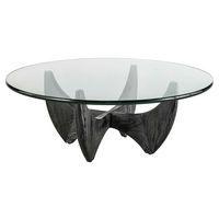 Table basse Harper plateau verre pieds chêne massif noir - Image principale