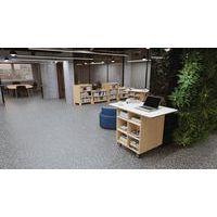 Ilot Wallis ONE 120x80x75 cm plateau magnétique bouleau-blanc sur roulettes - Image 2