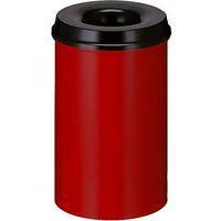 Poubelle à papier anti-feu - 20 L, Couvercle coloris : Noir, Coloris : Rouge - Image principale