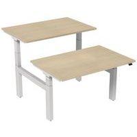 Bureau droit ergo Bench électrique 2 places Kelli Chêne 120 cm - Image principale