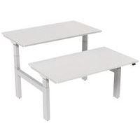 Bureau droit ergo Bench électrique 2 places Kelli Blanc 140 cm - Image principale