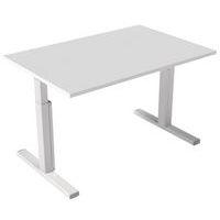 Bureau droit Kelli avec pied en T Blanc 120 cm Manivelle droite - Image principale