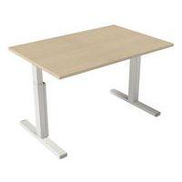 Bureau droit Kelli avec pied en T Chêne 120 cm Manivelle droite - Image principale