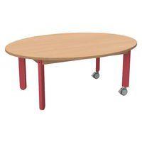 Table Lili avec roulettes, plateau ovale hêtre, piétement bois couleur - Image principale