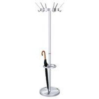 Portemanteau 6 patères et porte-parapluies en aluminium argent - Image principale