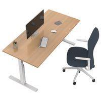 Bureau droit Kelli avec pied en T Chêne 200 cm Manivelle droite - Image 4