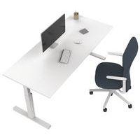 Bureau droit Kelli avec pied en T Blanc 140 cm Manivelle droite - Image 3