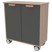 Meuble étagères Filou  avec portes à roulettes gris onyx - Image principale