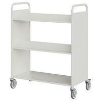 Chariot à livres 4 tablettes inclinées+1 droite double face blanc 9003 - Image principale