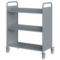 Chariot à livres 4 tablettes inclinées+1 droite double face gris 7040 - Image principale