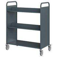 Chariot à livres 4 tablettes inclinées+1 droite double face bleu gris 7031 - Image principale