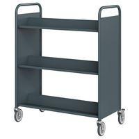 Chariot à livres 6 tablettes inclinées double face bleu gris 7031 - Image principale