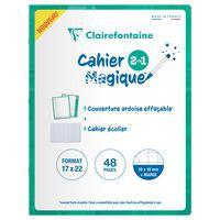 Cahier Magique  couverture ardoise double face effaçable piqué blanc 17x22 48p Q.10/10 + marge - Image principale