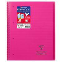 Koverbook reliure intégrale enveloppante PP transparent Rose 22,5x29,7cm 160p ligné + marge perfo 4 trous - Image principale