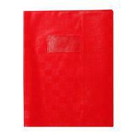 Protège-cahier+Marque-page grain madras 22/100ème 17x22 rouge + porte étiquette - Image principale