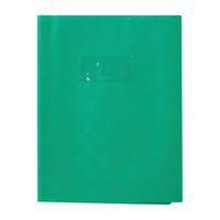 Protège-cahier+Marque-page grain madras 22/100ème 17x22 vert + porte étiquette - Image principale
