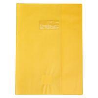 Protège-cahier grain cuir 20/100ème 24x32 jaune + porte étiquette - Image principale