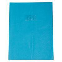 Protège-cahier grain cuir 20/100ème 24x32 bleu clair + porte étiquette - Image principale