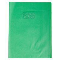 Protège-cahier grain cuir 20/100ème 24x32 vert clair + porte étiquette - Image principale