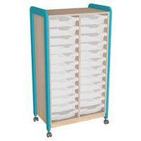 Meuble sur roulettes 2 colonnes 24 casiers Lili hauteur 137 cm coloris turquoise - Image principale