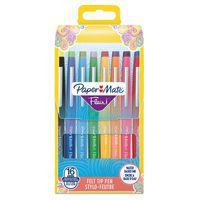Pochette de 16 Paper Mate Flair FUN Feutres de Coloriage, pointe moyenne 0,7 mm, assortiment de couleurs - Image principale