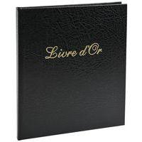 Lot de 3 livres d'or Balacron + titre 140 pages blanches 21x19cm vertical noir - Image principale