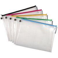 Lot de 10 Pochette à fermeture éclair en plast. souple A3 col. assort. - Image principale