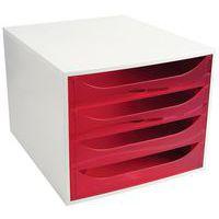 Caisson 4 tiroirs gris/framboise transparent - Image principale