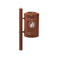 Poubelle Guyenne sur poteau pommeau Agora 40 L avec seau aspect corten - Image principale