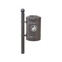 Poubelle Guyenne sur poteau pommeau Boule 40 L avec seau gris Procity - Image principale