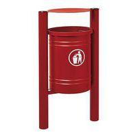 Poubelle Saintonge 40 L avec seau pommeau inox brossé zinc rouge 3004 - Image principale