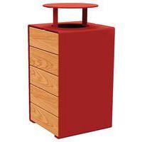 Poubelle Kub 120 L acier/bois avec couvercle - Procity - Image 4