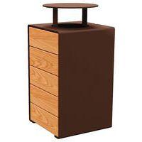 Poubelle Kub 120 L acier/bois avec couvercle - marron 8017/chêne clair - Image principale
