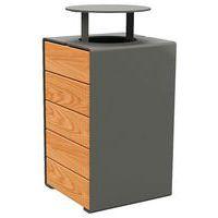 Poubelle Kub 120 L acier/bois avec couvercle gris Procity/chêne clair - Image principale