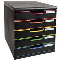 Module de classement Modulo A4 5 tiroirs noir/couleurs mat - Image principale