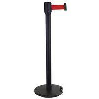 Poteau noir sangle rouge 5m base à roulettes noir - Image principale