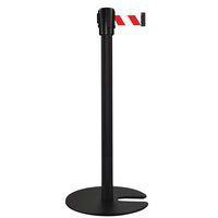 Poteau noir sangle rouge/blanc 5m base emboîtable noir - Image principale