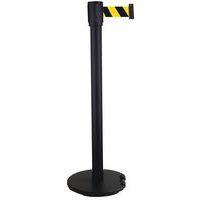 Poteau noir sangle jaune/noir 5m base à roulettes noir - Image principale