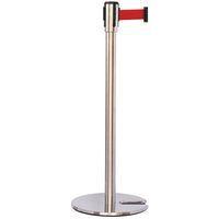 Poteau chromé sangle rouge 2m base emboîtable chromé - Image principale