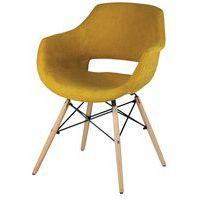 Lot de 4 fauteuils Nadine pieds bois naturel tissu moutarde - Image principale