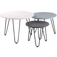 Lot de 3 tables gigognes Fabio diamètre 60-50-40 cm Blanc/Bleu/Gris - Image principale