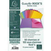 Lot de 50 chemises dossier 210 g + 100 sous chemises 80g, couleurs vives - Image principale