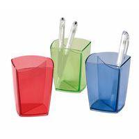 Pot à crayons plastique forme carrée Happy parois épaisses. - Image principale