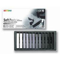 Boîte 12 pastels tendres Mungyo Camaieu de gris 66 mm - Image principale