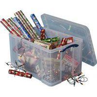 Bac de rangement 84l avec couvercle incolore. dim : 71x44x38 cm - Image principale