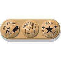 Ensemble de 3 tampons d'encouragement sur socle bois 10x3.5x2 cm - Image principale