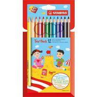 Etui 12 crayons couleurs gros module Trio Thick + 1 taille crayons offert - Image principale