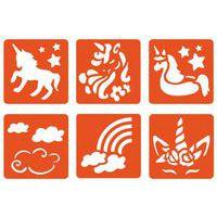 Pochoir plastique lavable 14,5 x 14,5 cm (Pochette de 6) - Licornes - Image principale