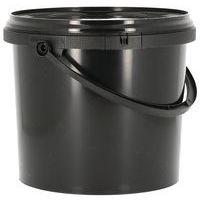 Lot de 10 Seau plastique rond avec couvercle noir - 5L - Image principale